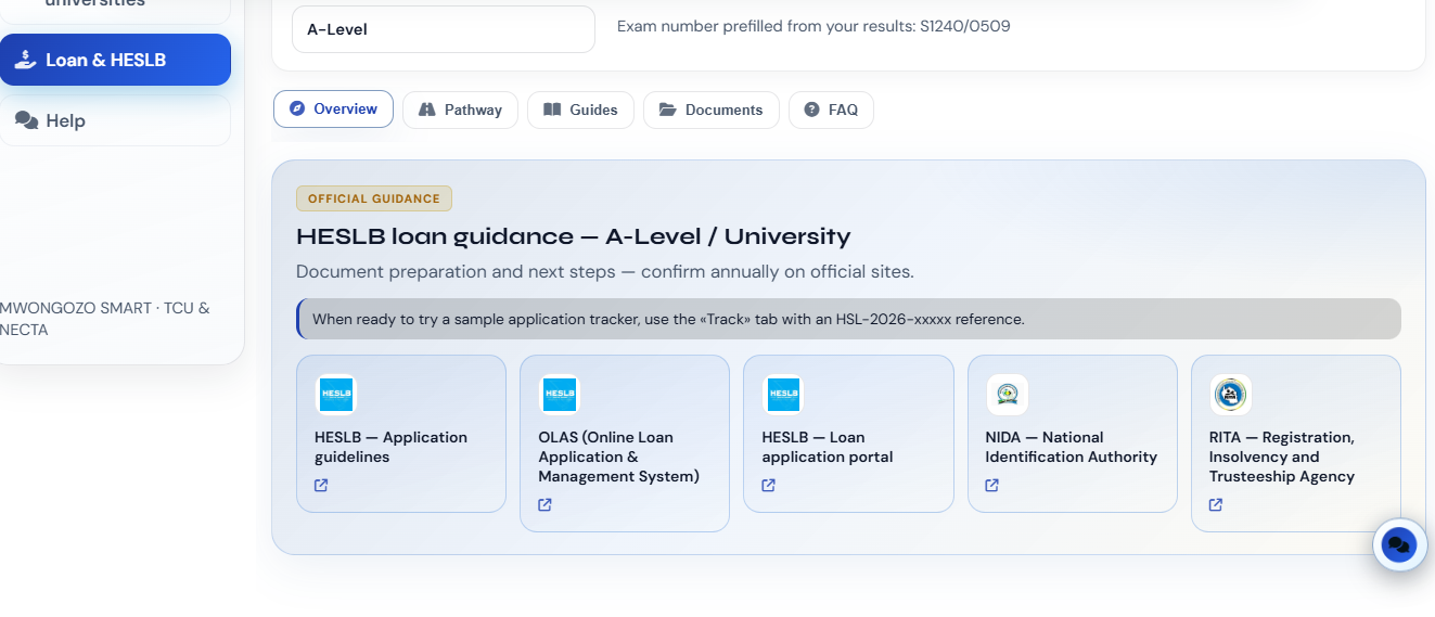 HESLB loan dashboard